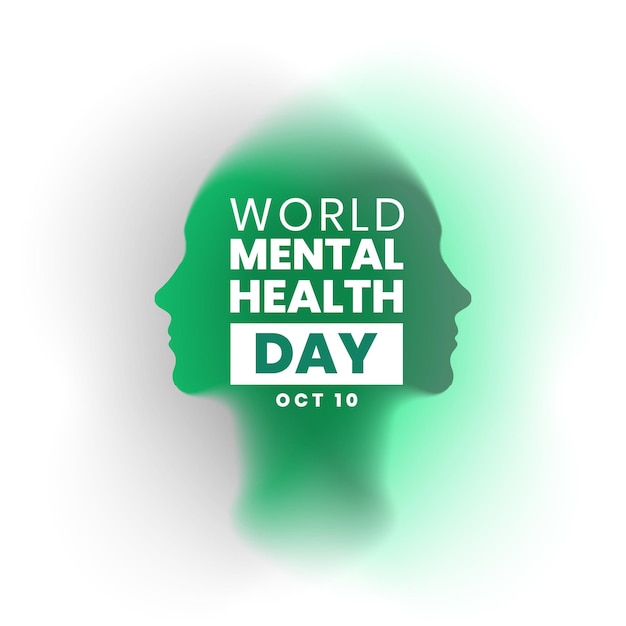 Free vector 10th october international mental health day background with human head vector