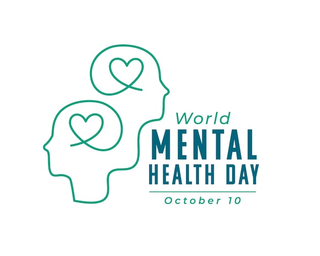 Free vector 10th october world mental health day poster with line art human head vector