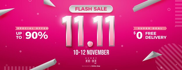 11 11 flash sale background with discount and special offer