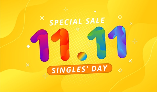 11 11 shopping day sale banner with yellow background and colorful design