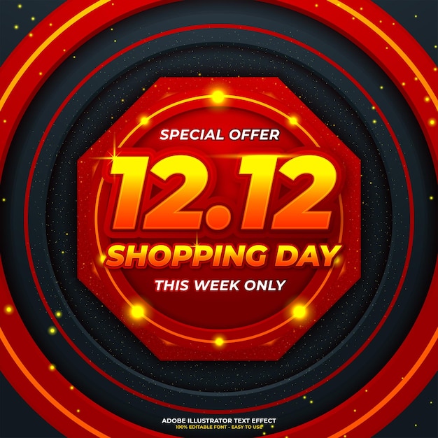 무료 벡터 12.12 온라인 쇼핑 판매 포스터 또는 전단지 디자인