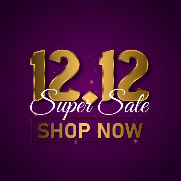 12 12 sale day sale purple background with golden color premium vector