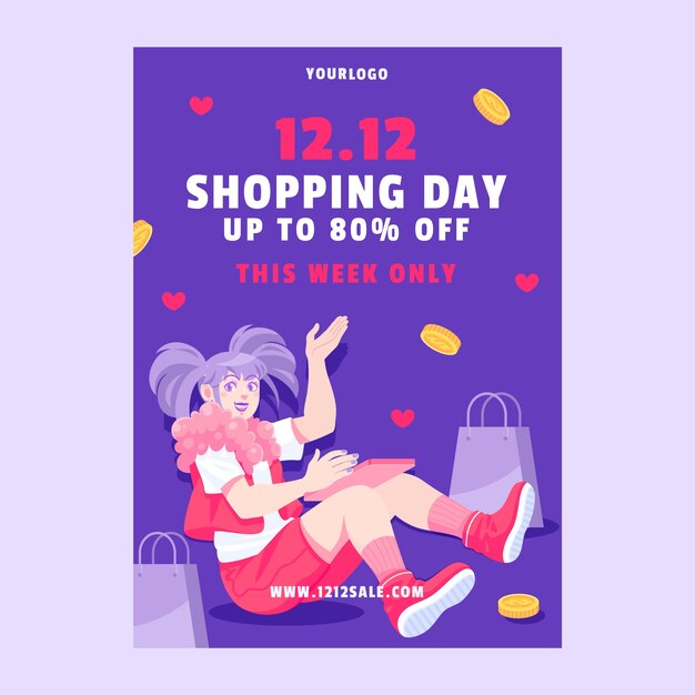 12.12 shopping day poster template