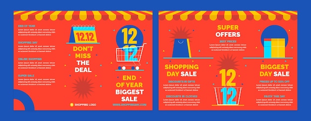Vettore gratuito 12.12 modello di brochure aziendale di vendita giorno dello shopping