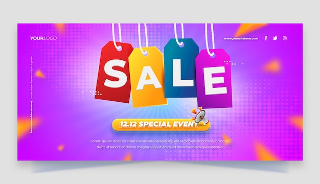 Free vector 12.12 shopping day sales horizontal banner template