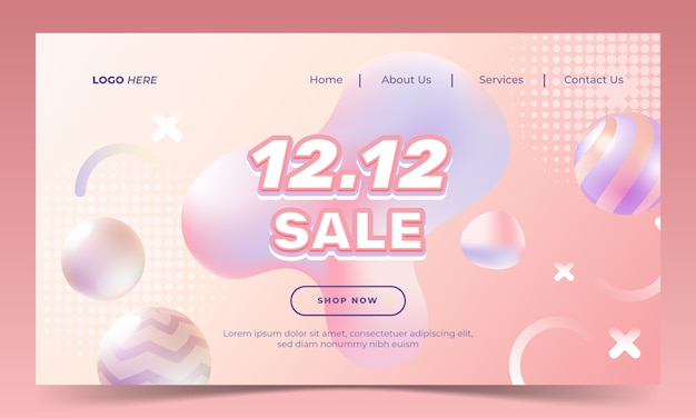 Free vector 12.12 shopping day sales landing page template