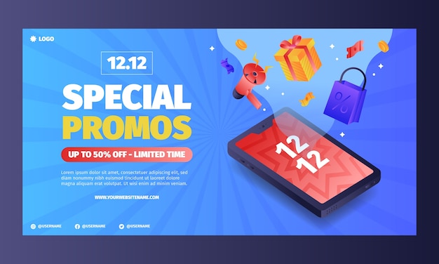 Free vector 12.12 shopping day sales social media promo template