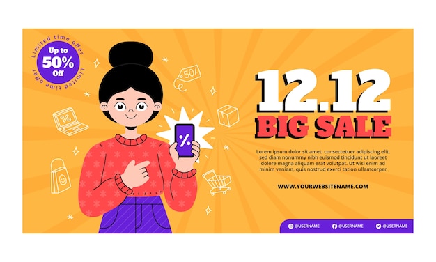 Free Vector 12.12 shopping day sales social media promo template