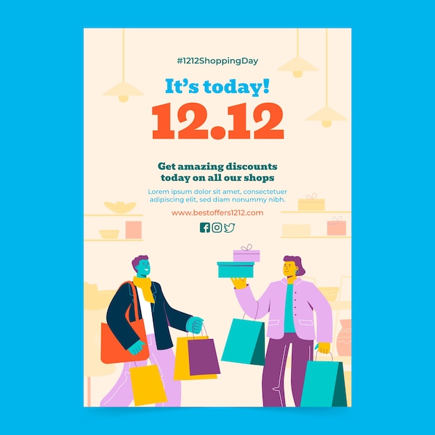 Free vector 12.12 shopping day sales vertical poster template