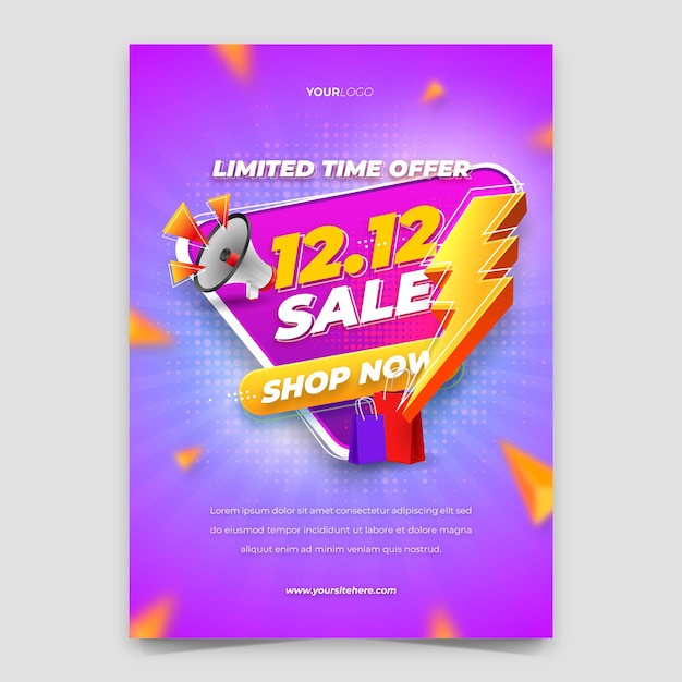 Free vector 12.12 shopping day sales vertical poster template