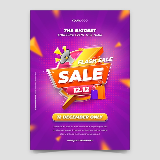 12.12 shopping day sales vertical poster template
