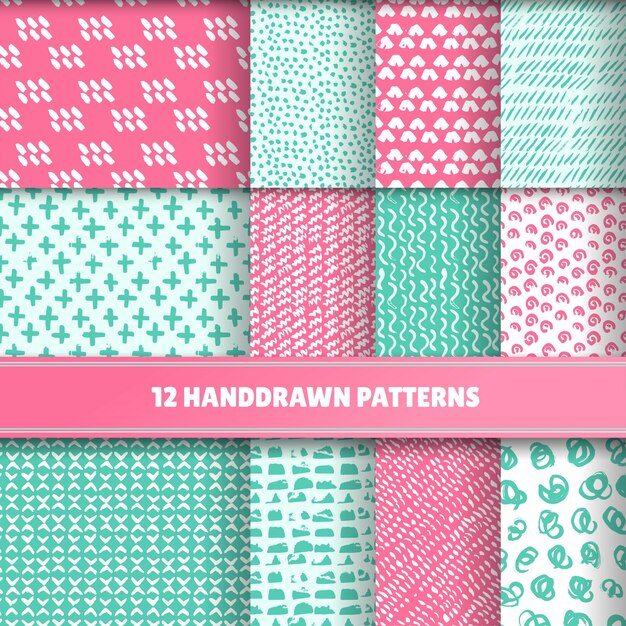 12 hand painted patterns