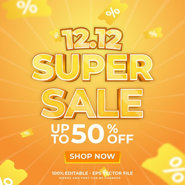 1212 special shopping day background poster text effect