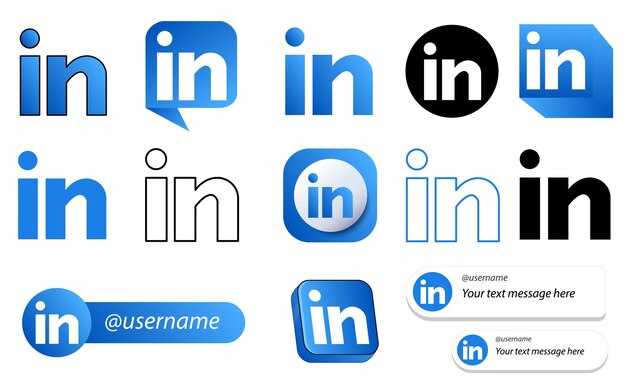 14 пакетов значков социальных сетей Linkedin Professional