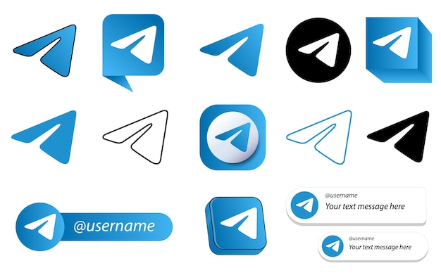 14 Пакет значков социальных сетей Telegram Messenger