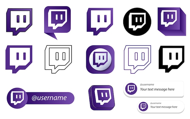 無料ベクター 14 twitch ソーシャル メディア アイコン パック