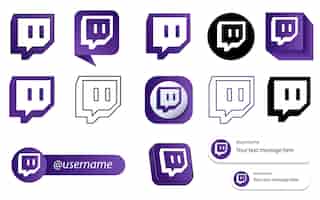 Free vector 14 twitch social media icon pack