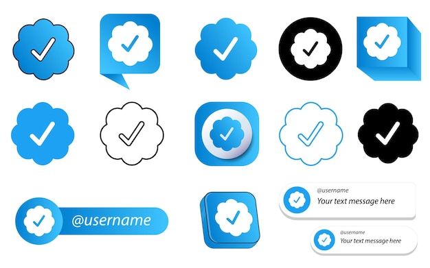 Vettore gratuito 14 pacchetto icone social media badge verificato twitter