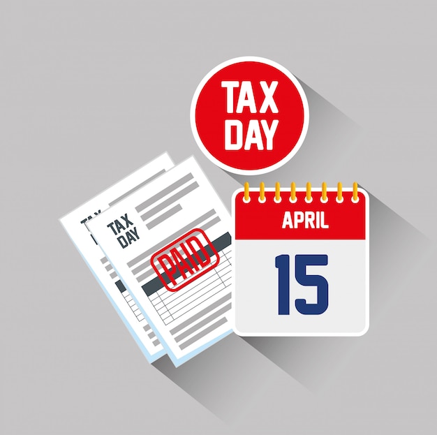 Free vector 15 april. service tax report document with calendar