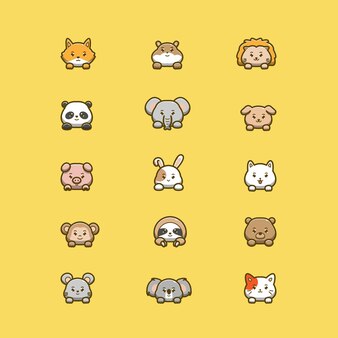 15 cute animal head icons