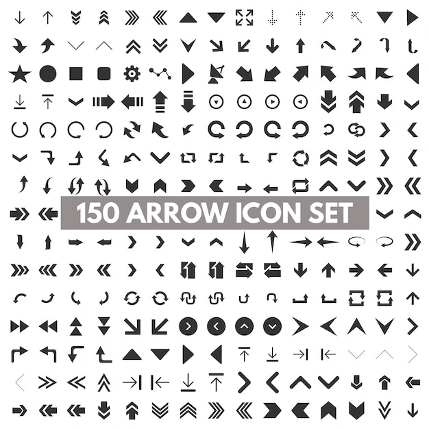 150 arrow icons Free Vector