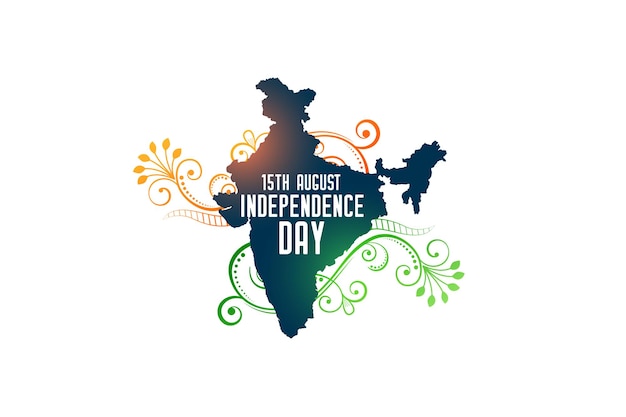 15th august indian independence day banner with map of india
