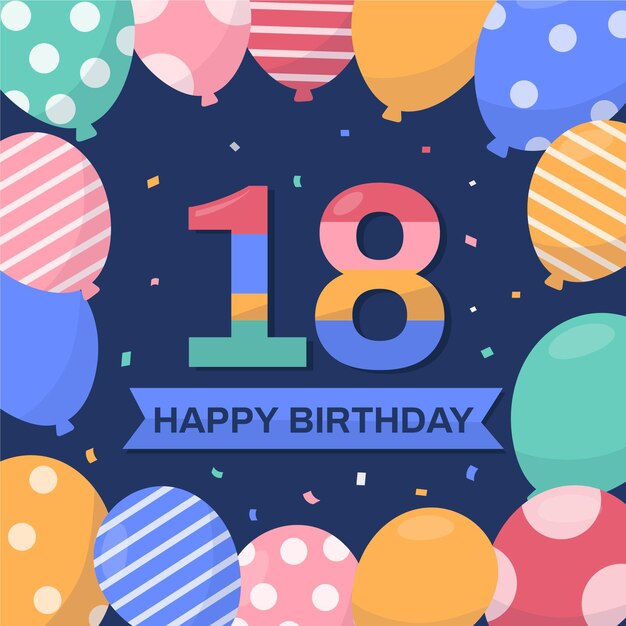 18 번째 생일 배경 디자인