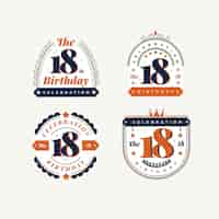 Free vector 18th birthday badges collection