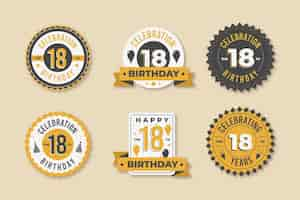 Free vector 18th birthday badges collection