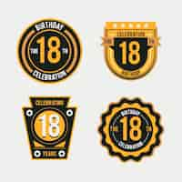 Free vector 18th birthday badges collection