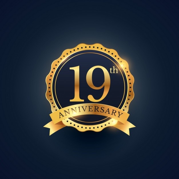 Free vector 19th anniversary, golden edition