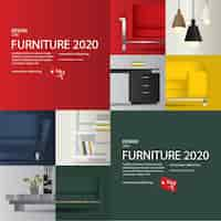 Free vector 2 banner furniture sale advertisement flayers vector illustration