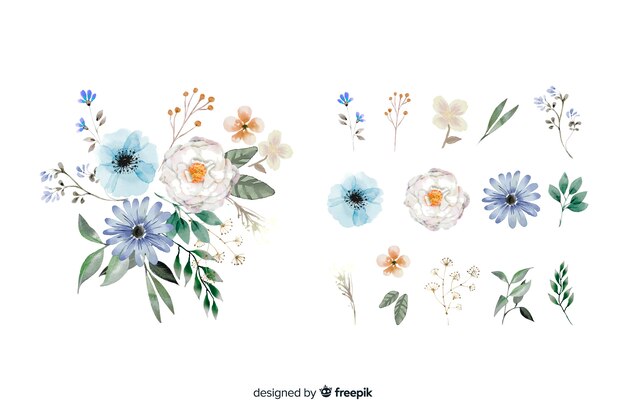 2 Dの花の花束パックイラスト 無料のベクター