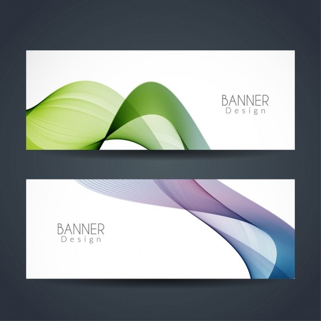 2 modern banners with floating wavy shapes