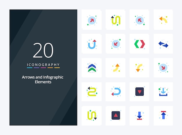 Free vector 20 arrow flat color icon for presentation