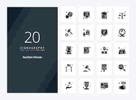 Free vector 20 auction solid glyph icon for presentation vector icons illustration