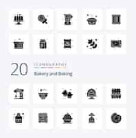 Free vector 20 baking solid glyph icon pack like dish cake food baking glove