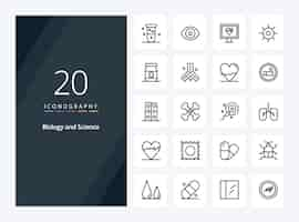 무료 벡터 프레 젠 테이 션 벡터 라인 아이콘 그림에 대 한 20 생물학 개요 아이콘