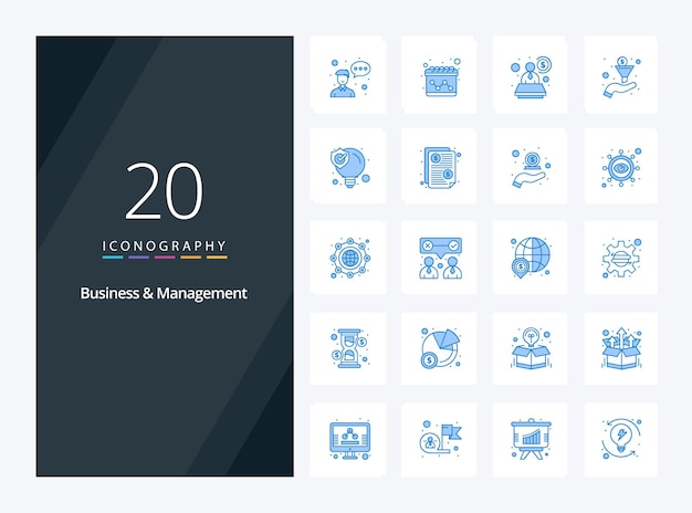 Free vector 20 business and management blue color icon for presentation