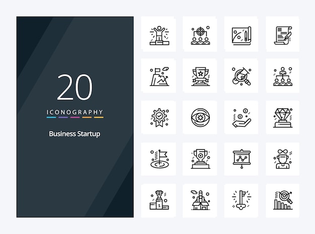 20 Business Startup Outline icon for presentation