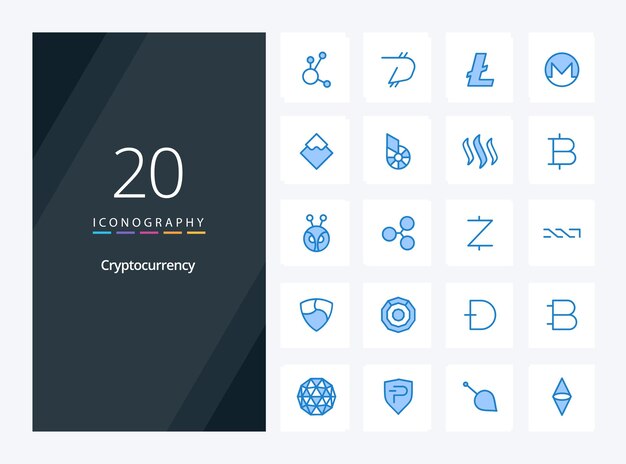 20 cryptocurrency blue color icon for presentation vector icons illustration