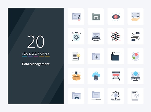 Free vector 20 data management flat color icon for presentation