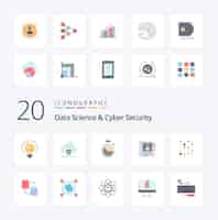 Free vector 20 data science and cyber security flat color icon pack like data info measure diary phone