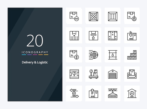 20 プレゼンテーションの配信と物流の概要アイコン ベクトル線アイコン イラスト