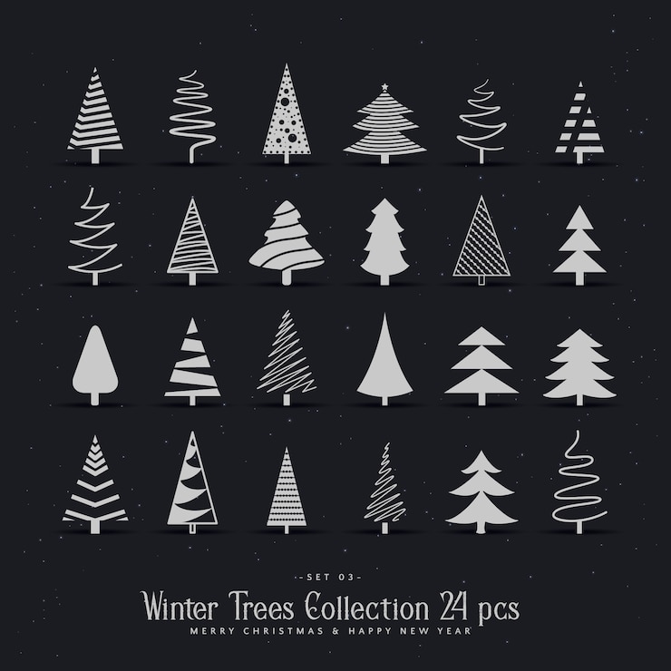 Free Vector 20 different christmas tree design set