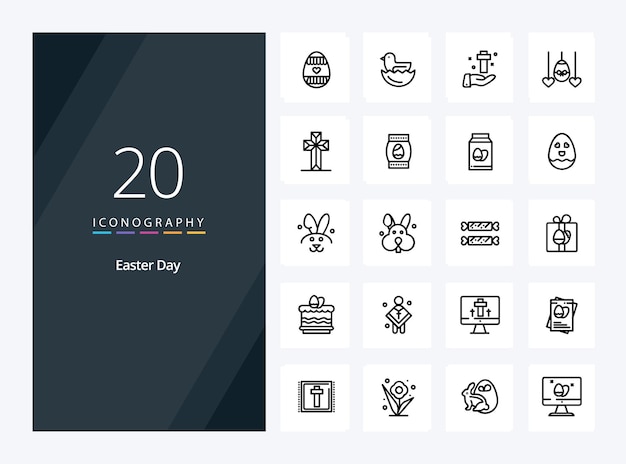 Free vector 20 easter outline icon for presentation