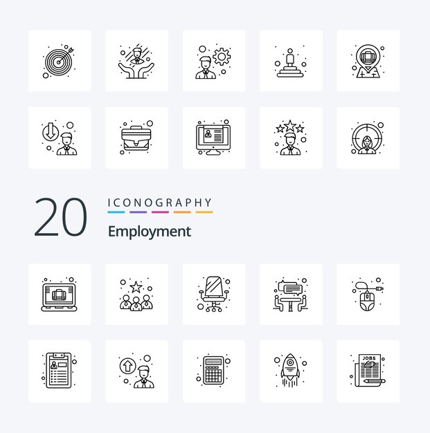 20 Employment Line icon Pack like hardware computer chair teamwork interview