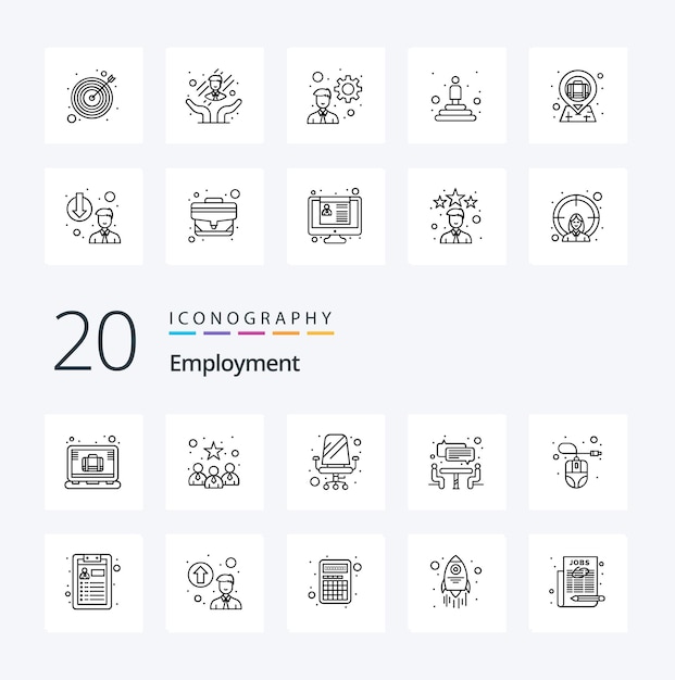 20 Employment Line icon Pack like hardware computer chair teamwork interview