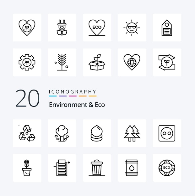 Free vector 20 environment and eco line icon pack like green eco summer christmas ecology