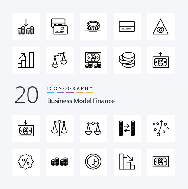 20 Finance Line icon Pack like growth analytics money pyramid eye